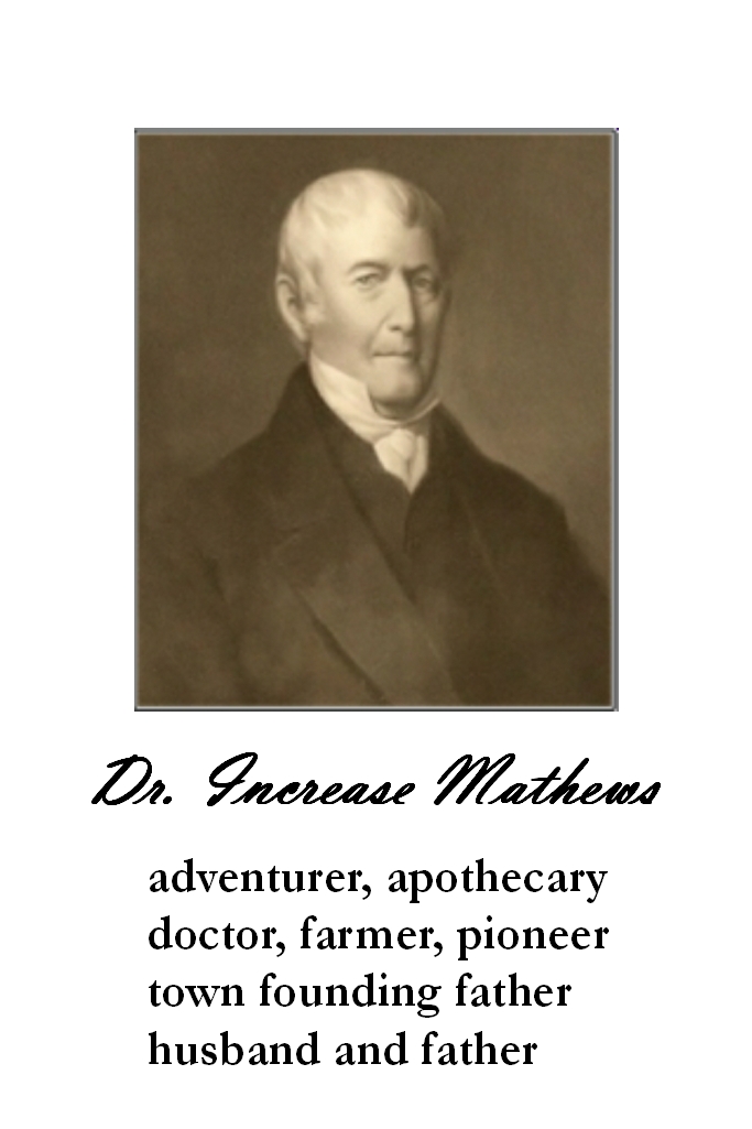 image of Dr. Increase Mathews: adventurer, apothecary, doctor, farmer, pioneer, town founding father, husband and father